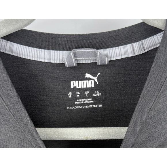 Puma Mens Sweatshirt Top Size Medium Dark Gray Pullover Brushed Fleece Athletic - Picture 3 of 4